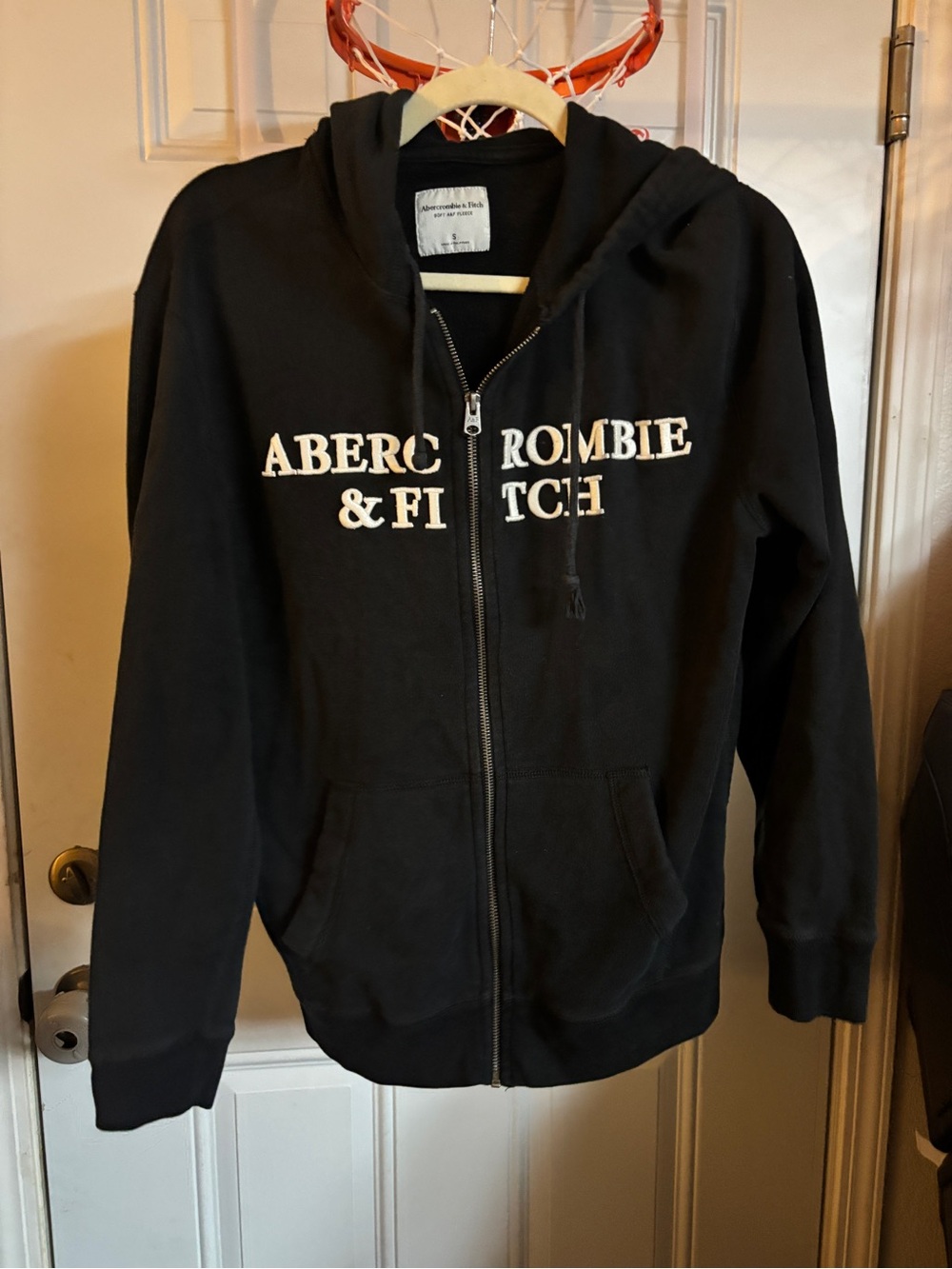 Abercrombie & Fitch Black Kids Full-Zip Hooded Sweatshirt